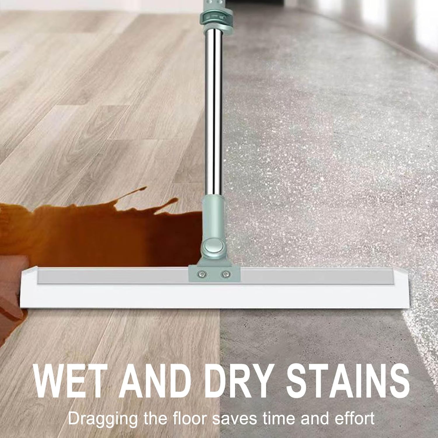 Silicone 3-in-1 Adjustable Indoor Broom Sweeper 180 Degree Rotatable Floor Wiper 35-cm