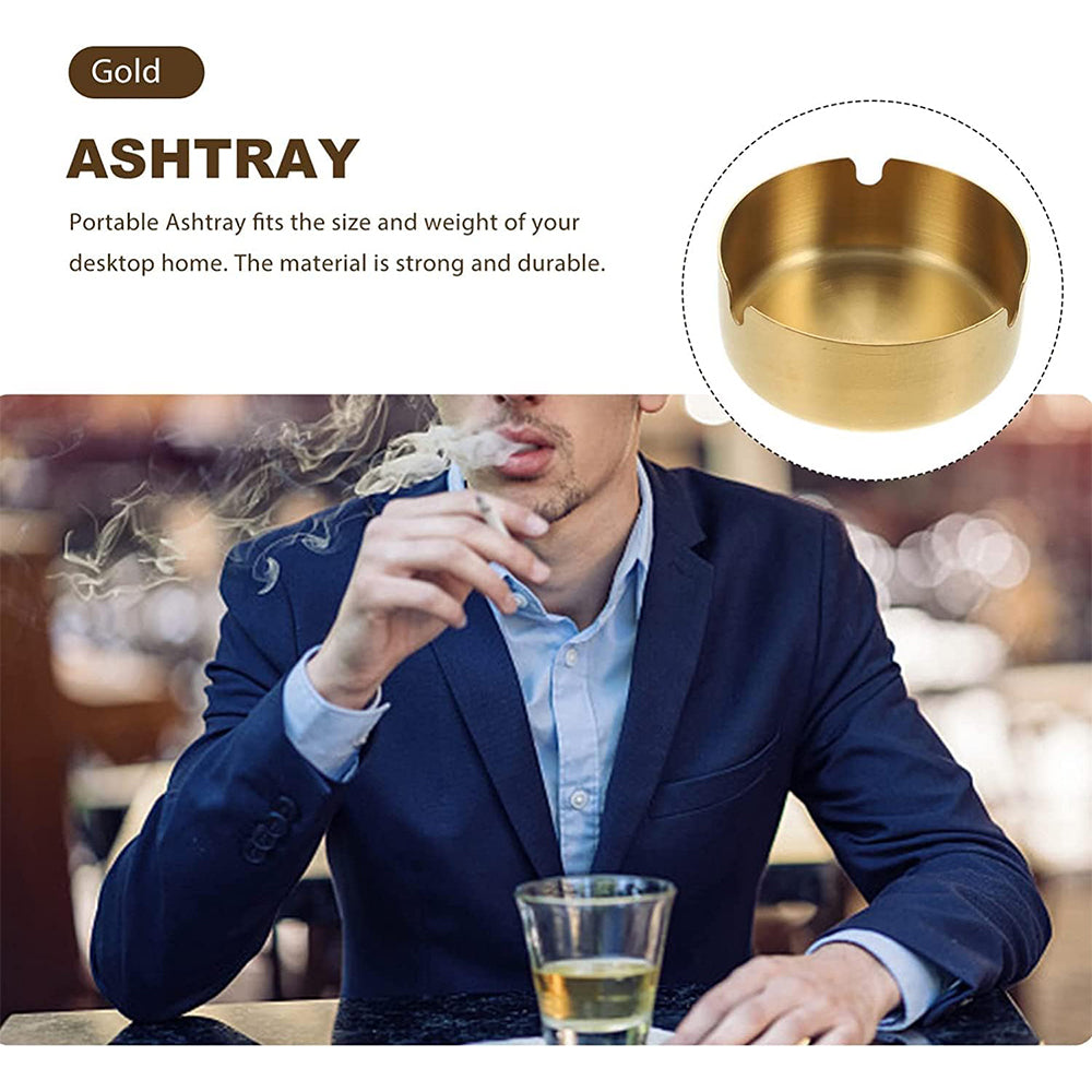 Stainless Steel Cigarette Ashtray Gold – 10 cm HY080-10