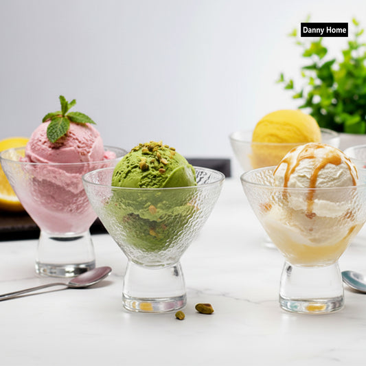 Danny Home 4-Pcs Glass Dessert Bowls Ice Cream 180ml