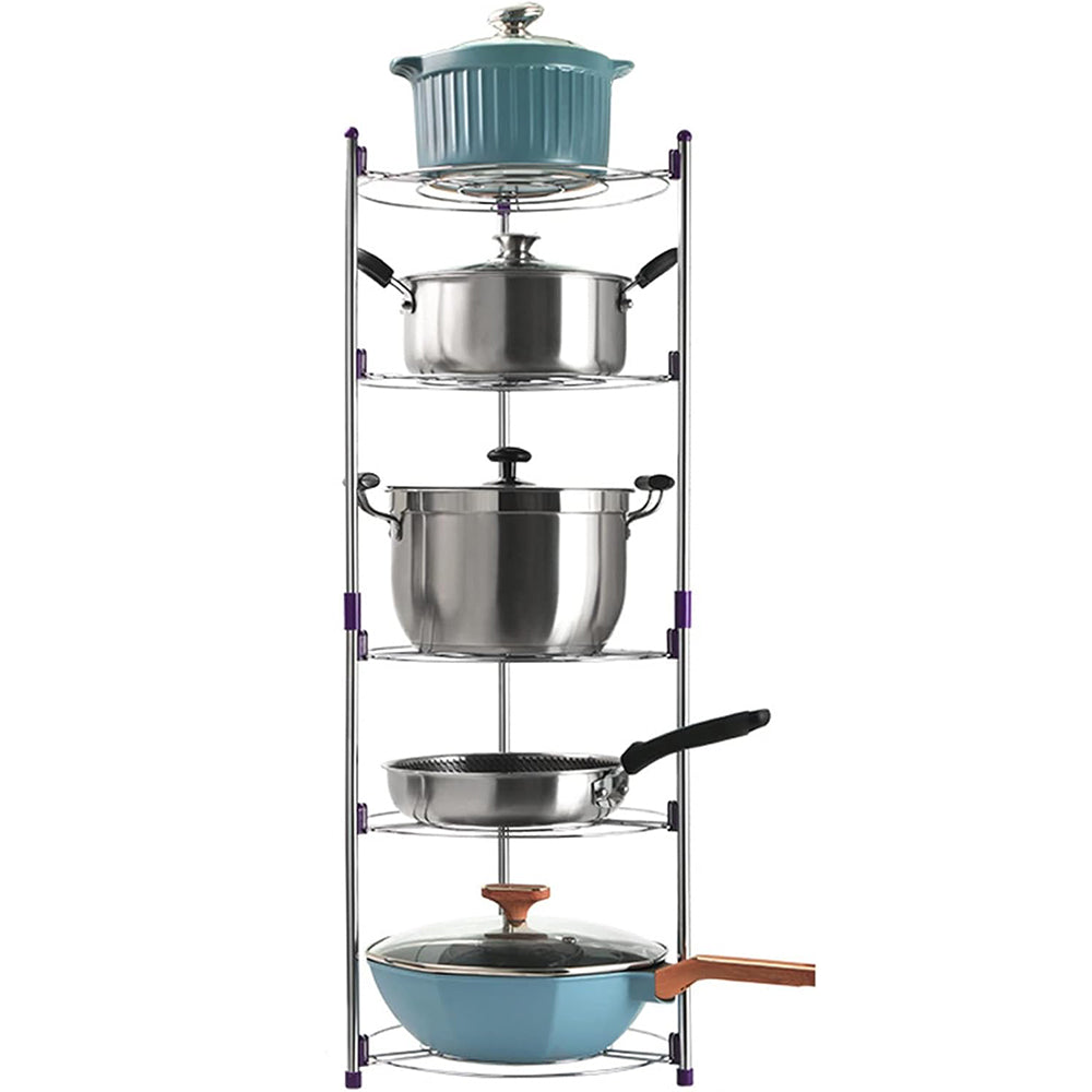 Adjustable 5-Tier Stainless Steel Storage Rack Round Shelves