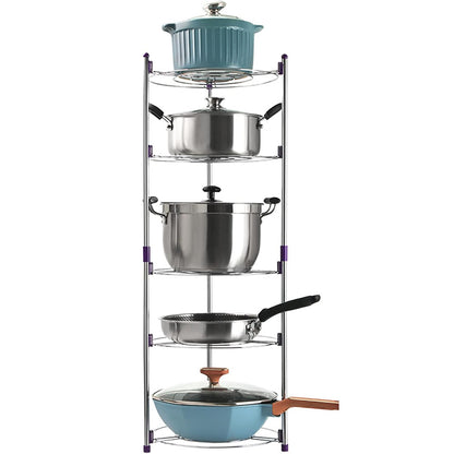Adjustable 5-Tier Stainless Steel Storage Rack Round Shelves