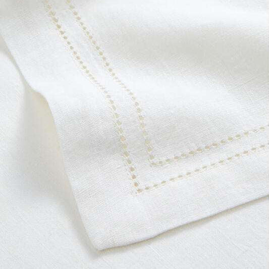 Elite Hemstitch White Cotton Tablecloth 152x300 cm