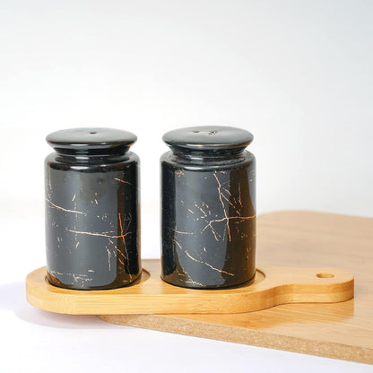 Ceramic Abstract Designed Salt and Pepper Set of 2