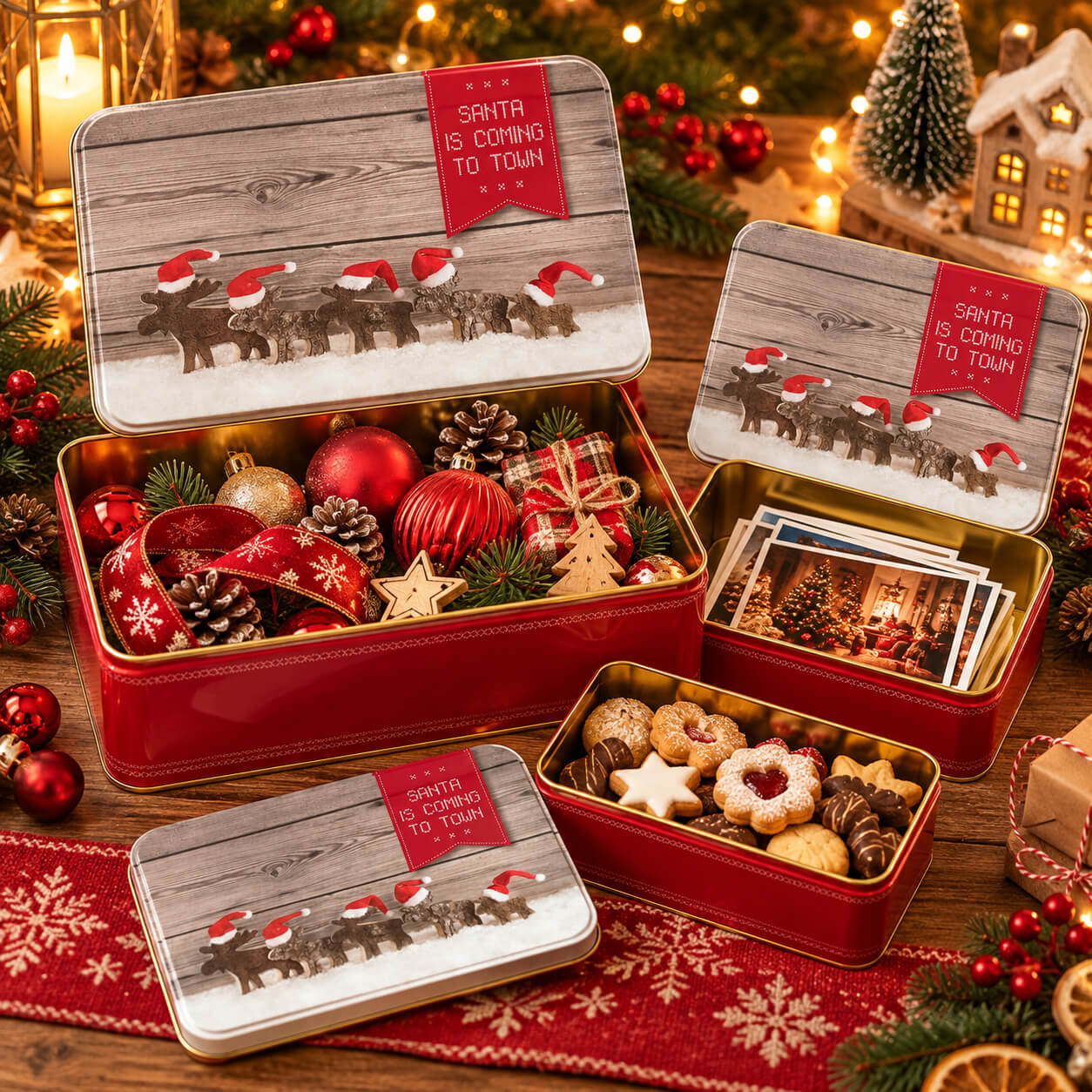 Cucina & Tavola Christmas Storage Tin Set – Set of 3