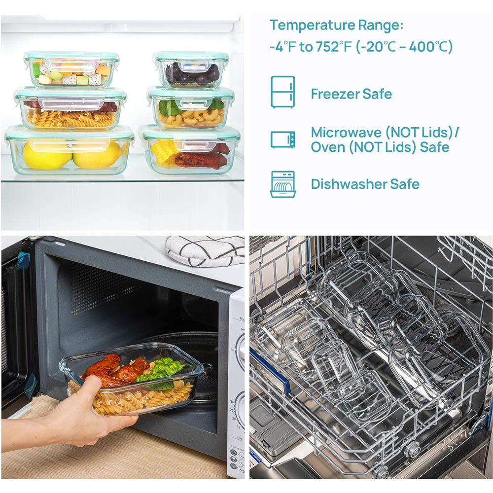 1-Piece Rectangular Glass Food Storage Containers