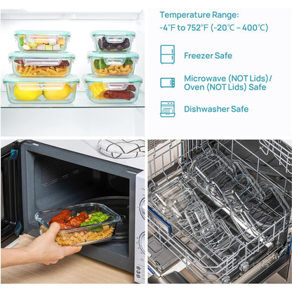1-Piece Rectangular Glass Food Storage Containers