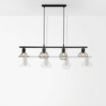 Nino Germany Industrial Pendant Light – 4-Lamp Vintage Metal Chandelier