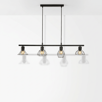 Nino Germany Industrial Pendant Light – 4-Lamp Vintage Metal Chandelier
