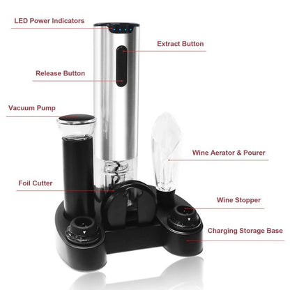 Rechargeable Stainless Electric Wine Opener Set