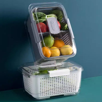 Food Storage Containers Box With Clear Lid and Removable Drain Tray