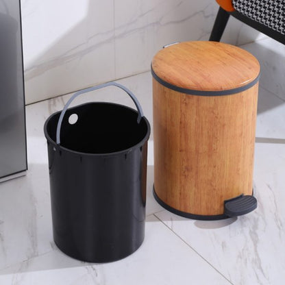 Elegant Wooden Style PVC Pedal Dustbin Durable And Stylish Waste 7-11L