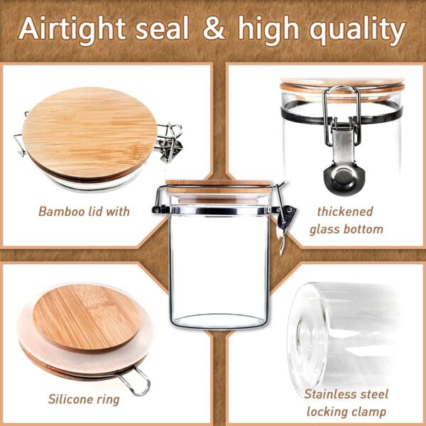 Glass Storage Jar With Clip Seal Wooden Lid