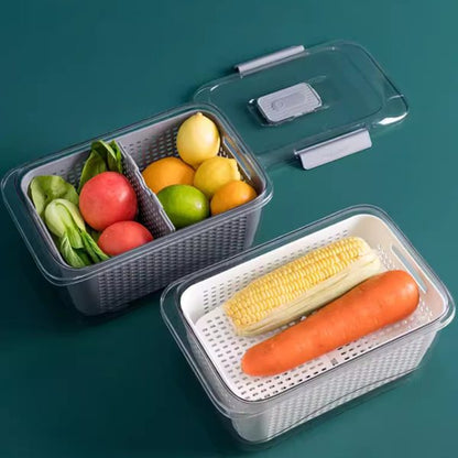 Food Storage Containers Box With Clear Lid and Removable Drain Tray