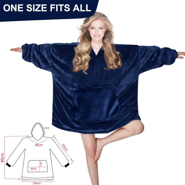 Oversized Sherpa Hoodie Blanket Super Comfortable and Thick with Large Pockets Women & Kids Size Fits All
