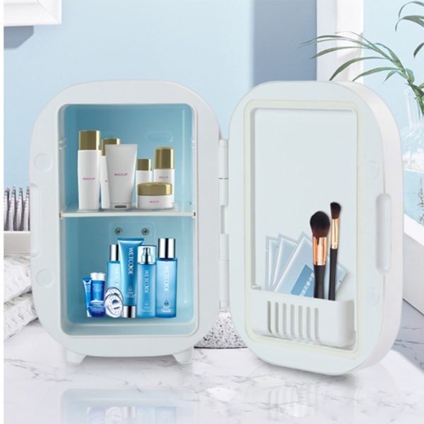 Mirror Refrigerator with Led Three Level Adjustable Light, 6 Liter Capacity