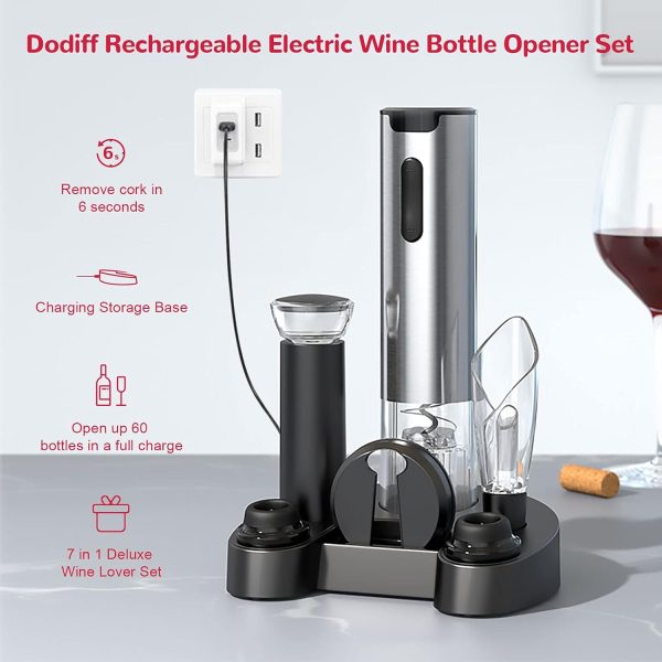 Rechargeable Stainless Electric Wine Opener Set