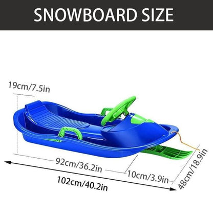 Snowboard Sled with Steering Wheel and Brake