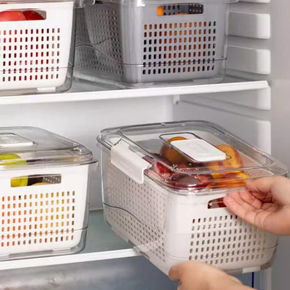 Food Storage Containers Box With Clear Lid and Removable Drain Tray