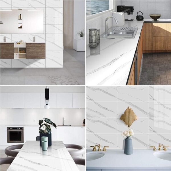 High Gloss Marble Effect PVC Wall Sticker Self Adhesive
