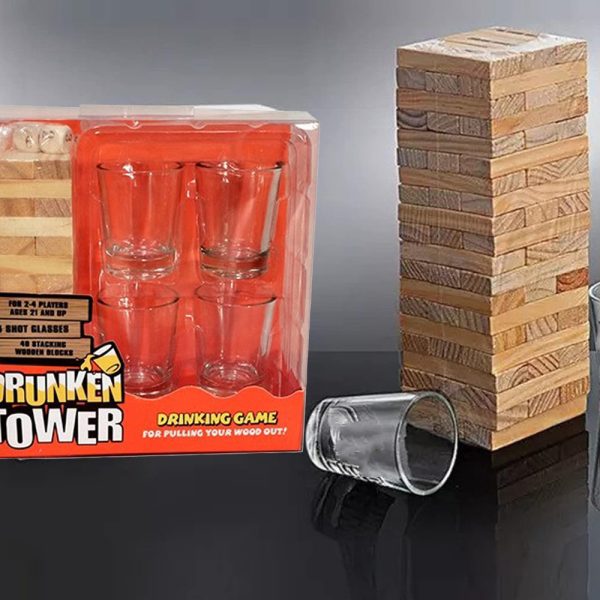 Drunken Tower Wooden Tipsy (4 Glasses)