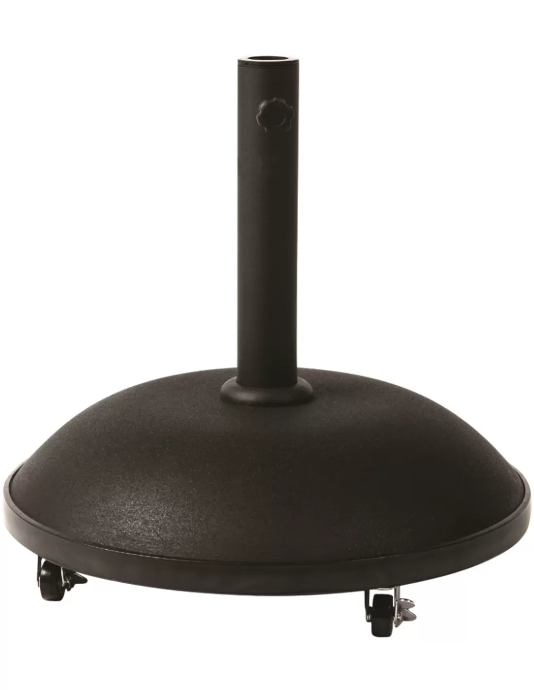 London Base Concrete Black Round Parasol Base with Wheels