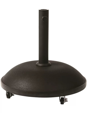 London Base Concrete Black Round Parasol Base with Wheels