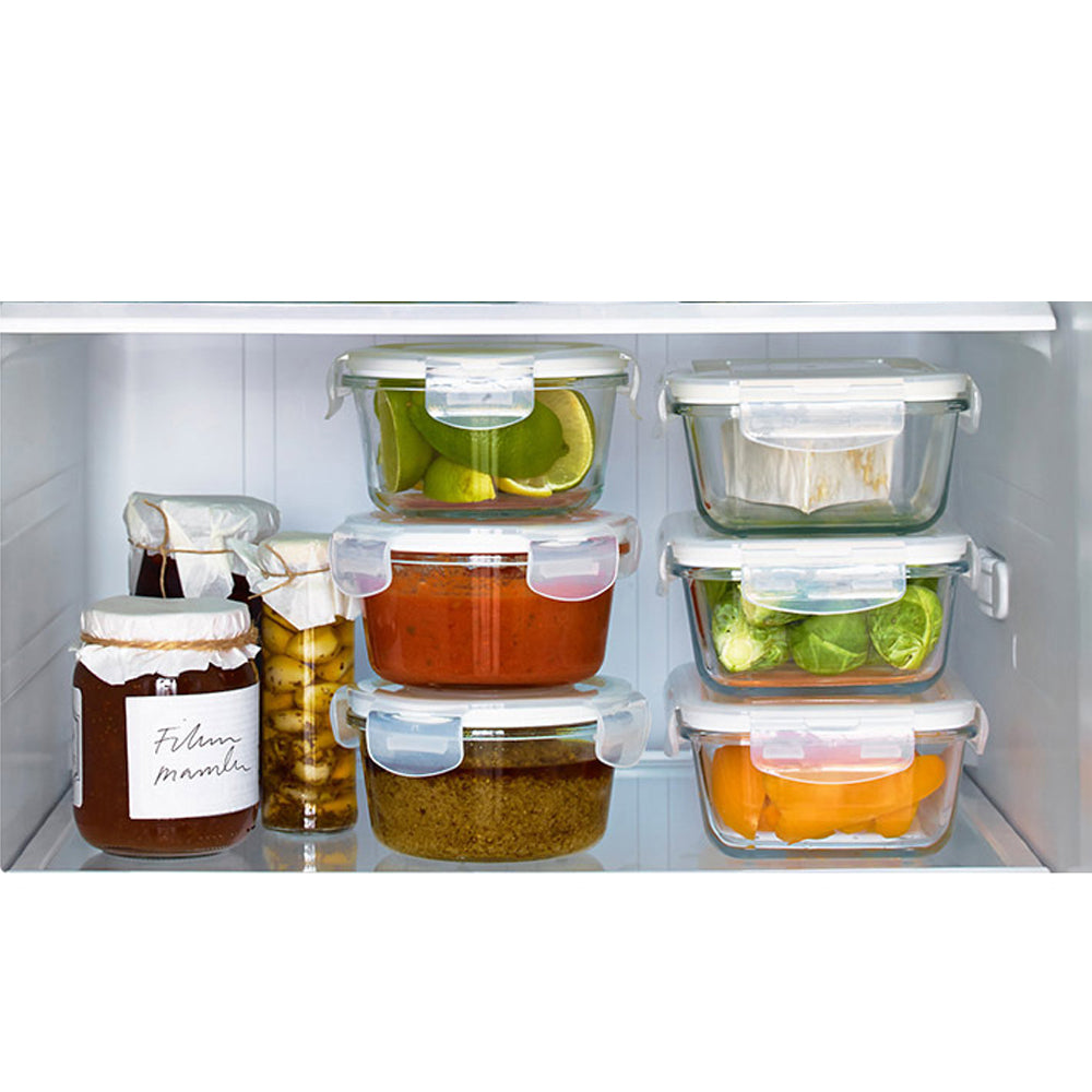3-Pcs Rectangle Glass Food Storage Container Set 410/700/1040ml