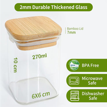 Glass Food Storage Jar With Bamboo Lid 270-ml