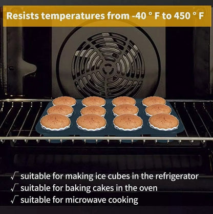 Danny Home High Quality Silicone Muffin Baking Pan & Cupcake Tray 12 Cup 39.8cmx26.5cmx3.5cm