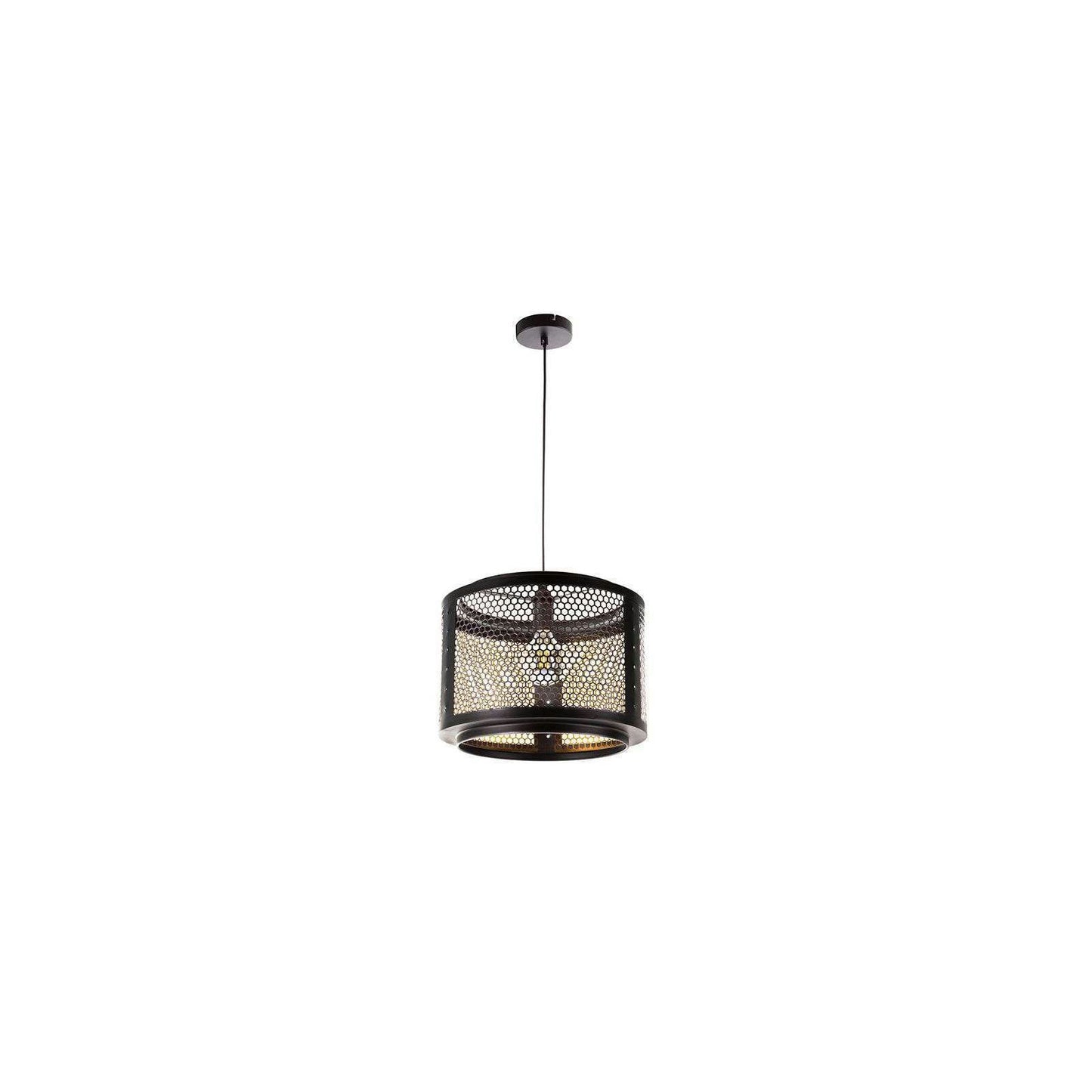 Nino Germany VITO Cage Pendant Light – Industrial Black & Gold Hexagonal Hanging Lamp