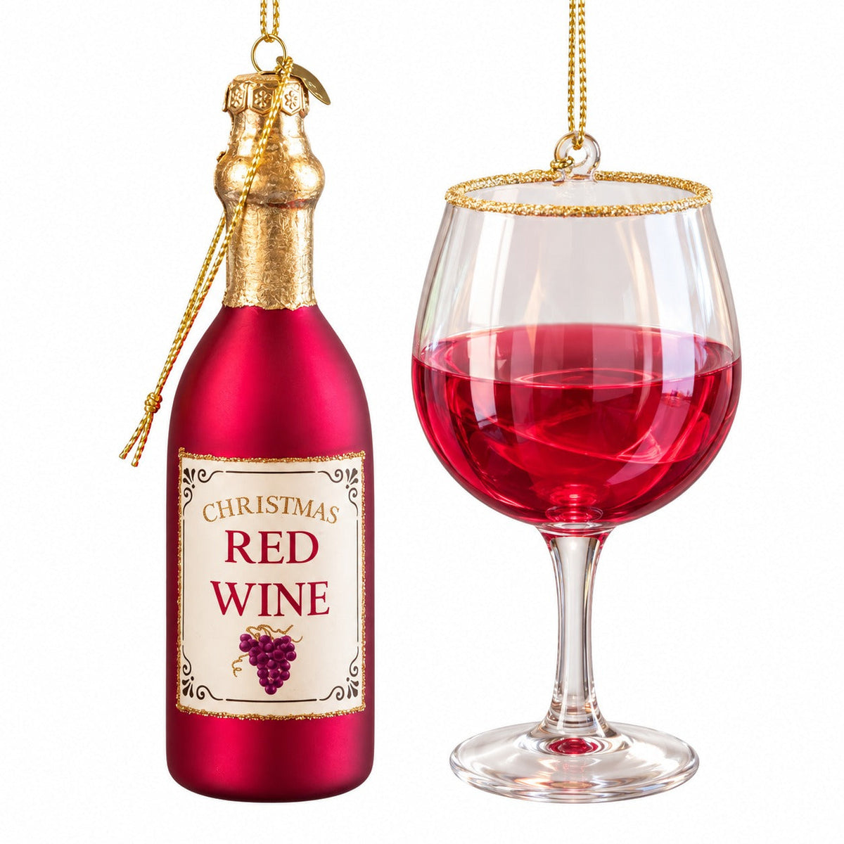 Alpine Lodge Christmas Wine Ornament Set – Pink Rosé / Red Wine