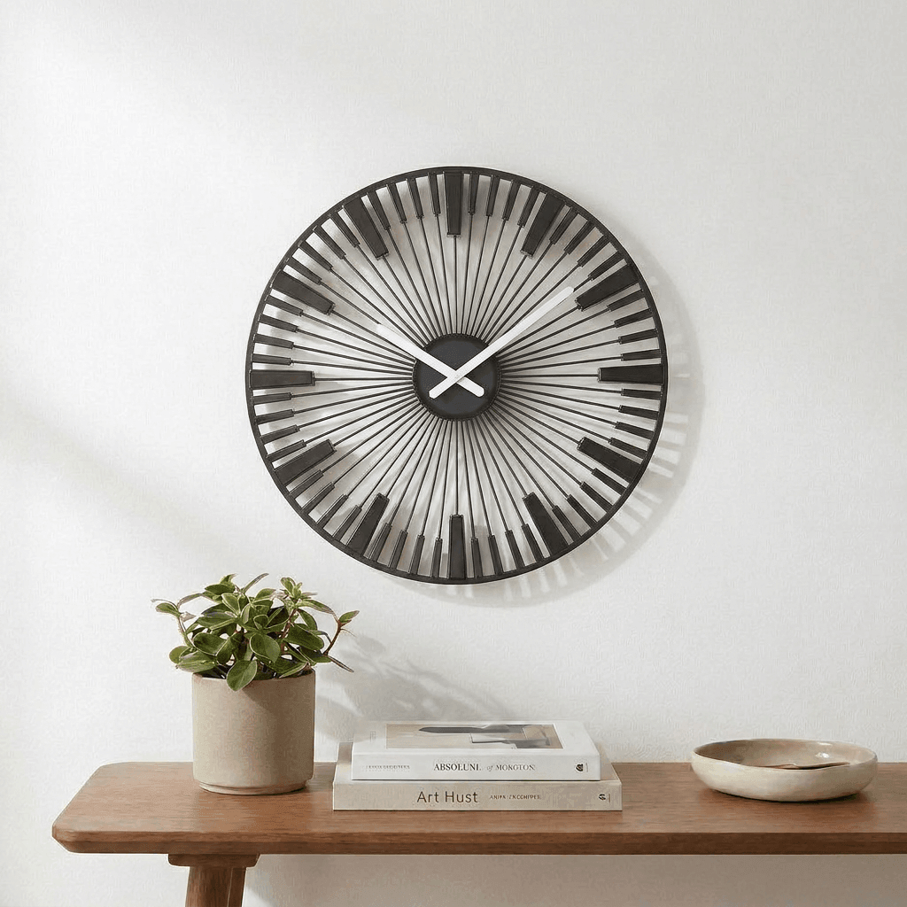 Koziol PIANO Wall Clock 45cm – 3D Sunburst Design