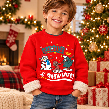 KIDS Christmas Fleece-Lined Dabbing Sweatshirt – Red