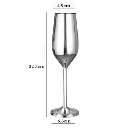 6-Pcs Elegant & Smooth Beverages Champagne Flute Glass – Silver 190ml #3769