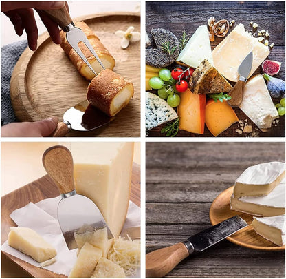Stainless Steel 4-Piece Cheese Knives Set with Wood Handle
