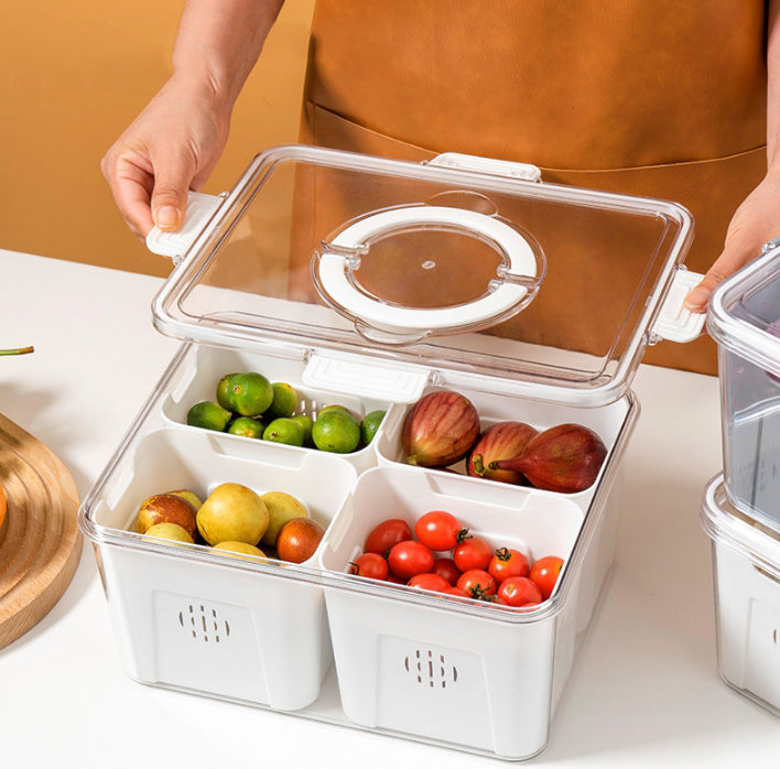 Food Storage Containers Box With Clear Lid and 4 Removable Drain Tray