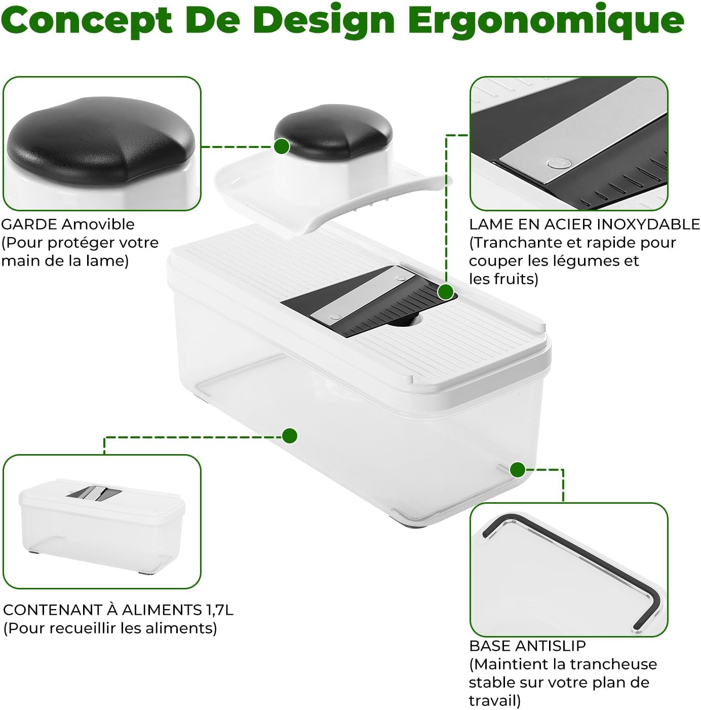 Danny Home Multifunction Grater with 5 Blades 24.3cm