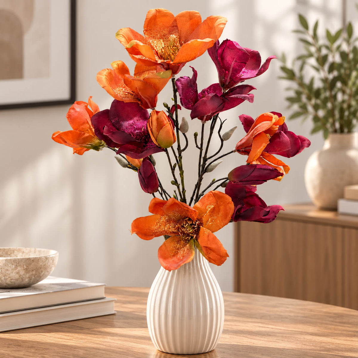 Migros Decorative Glitter Magnolia Flower Branch – 70 cm
