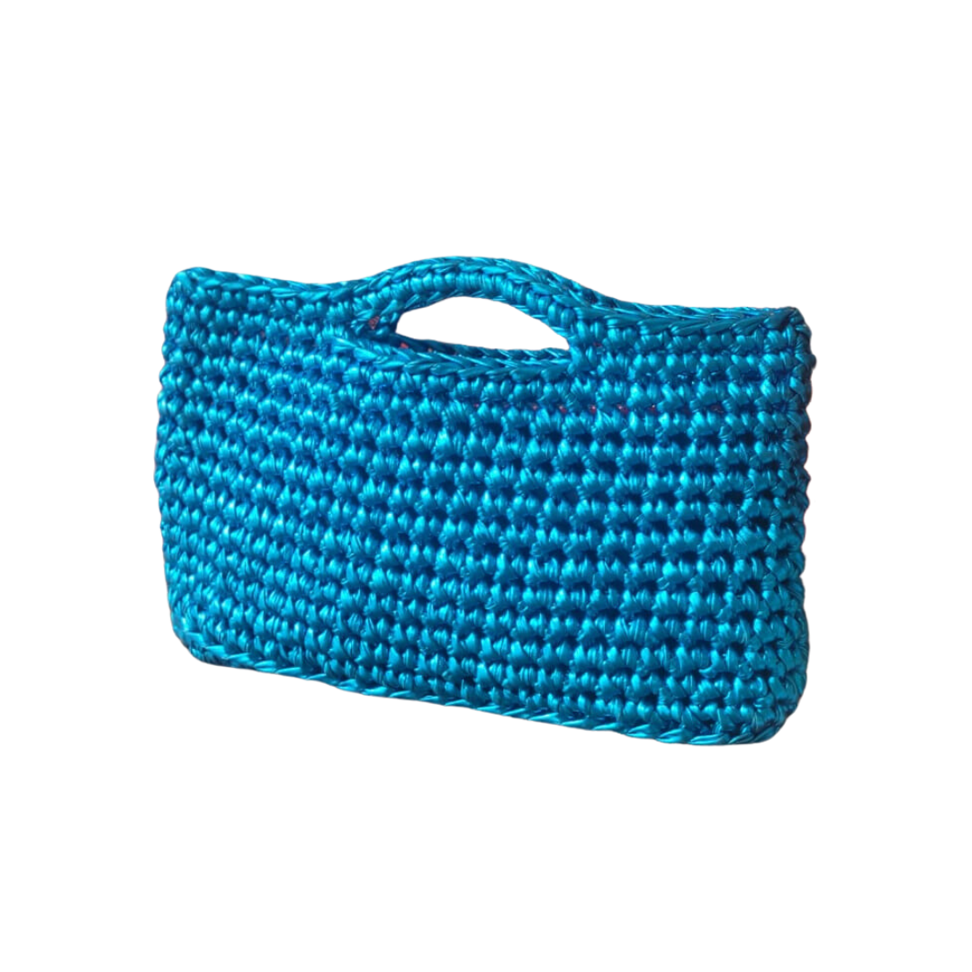 Metallic Crochet Clutch Bag