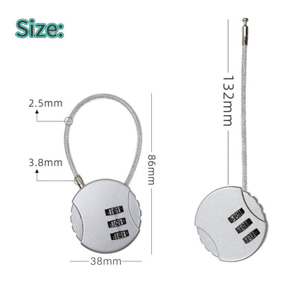 3-Digit Number Lock Combination With Zinc Alloy Steel Cable