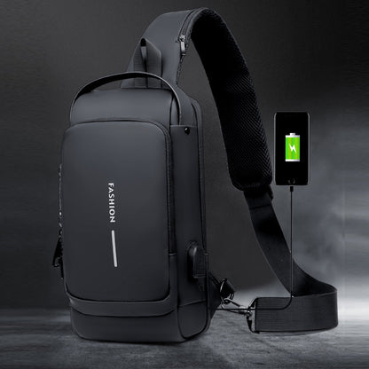 Waterproof Crossbody Bag with USB Charging Port & Lock