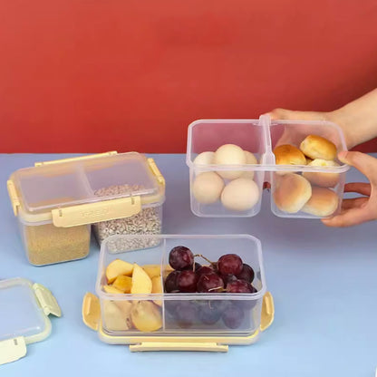 Microwave plastic Food Storage 2 Compartment With Smart Lock Lids 1400ml