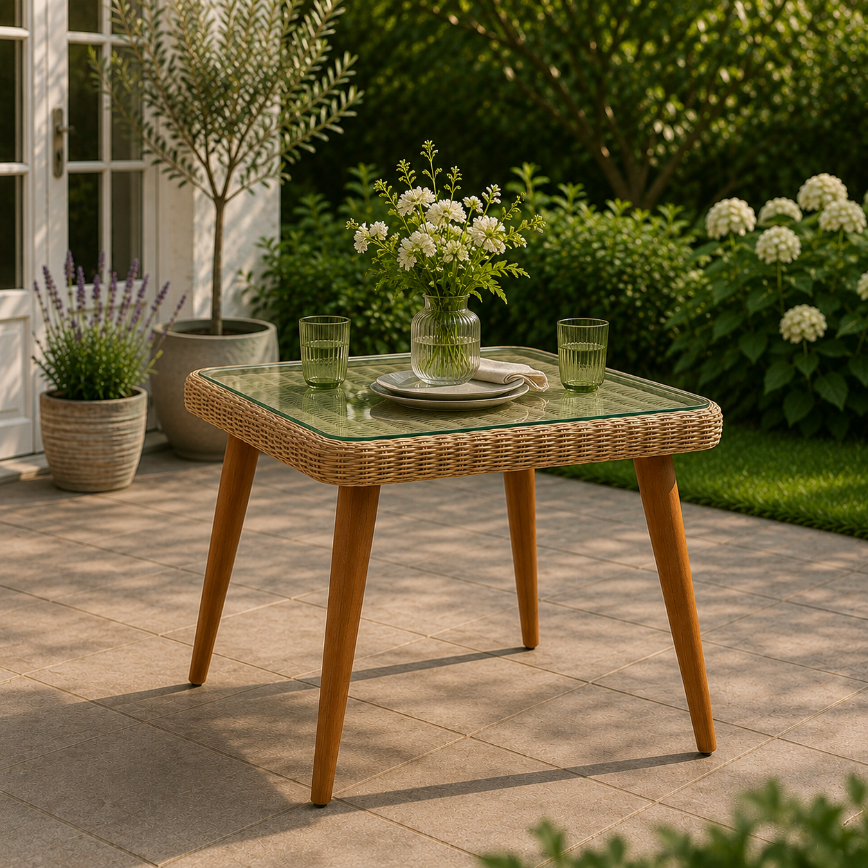 Migros Copenhagen Handwoven Rattan Outdoor Dining Table