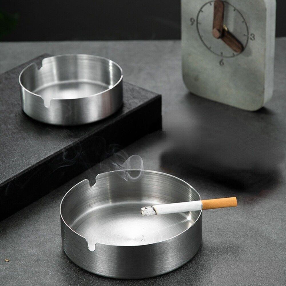 Stainless Steel Cigarette Ashtray Silver – 8cm HY079-8