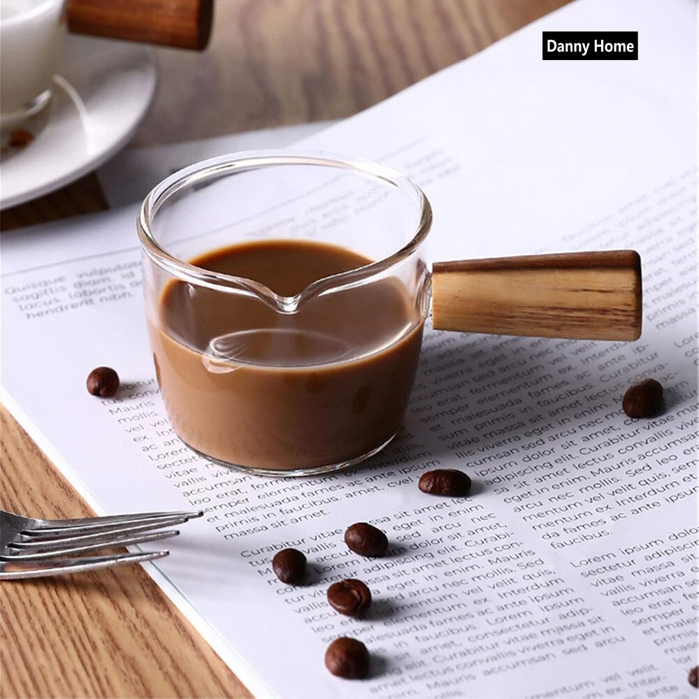 Danny Home Mini Milk & Coffee Jug With Wooden Handle 110ml