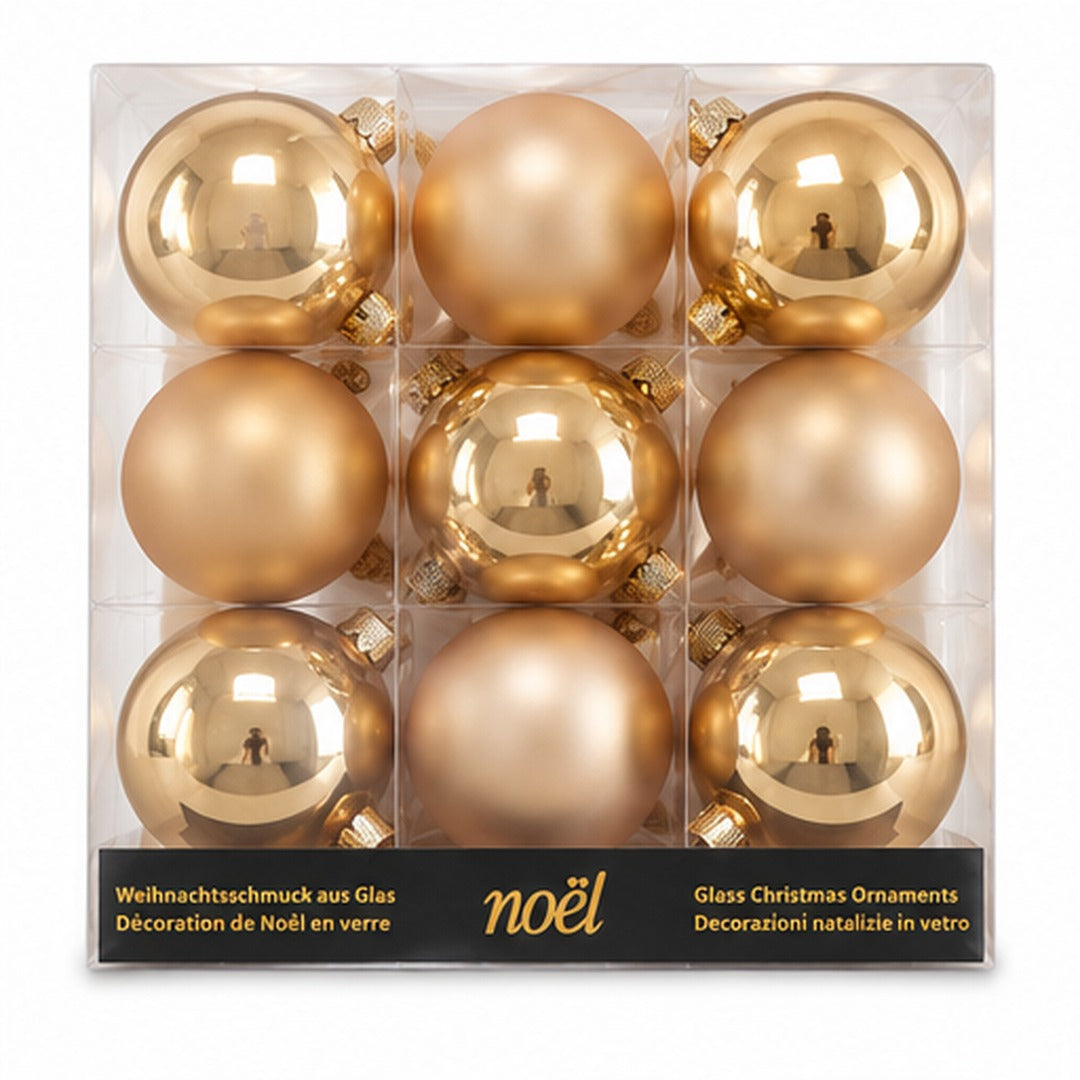 Noël Champagne Gold Christmas Baubles – Set of 9