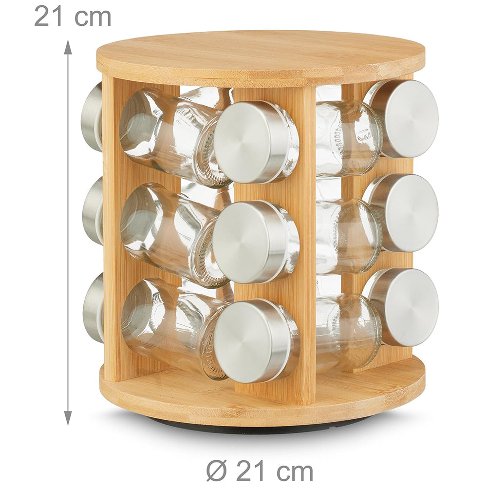 12-Glass Seasoning Jar with Rotatable Base Holder Set
