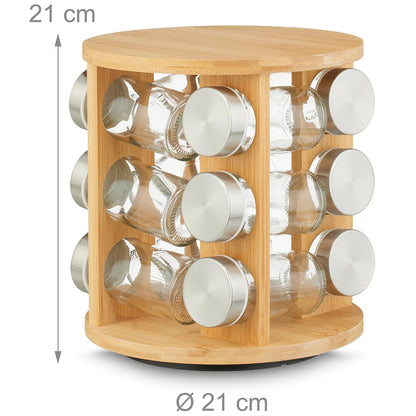 12-Glass Seasoning Jar with Rotatable Base Holder Set