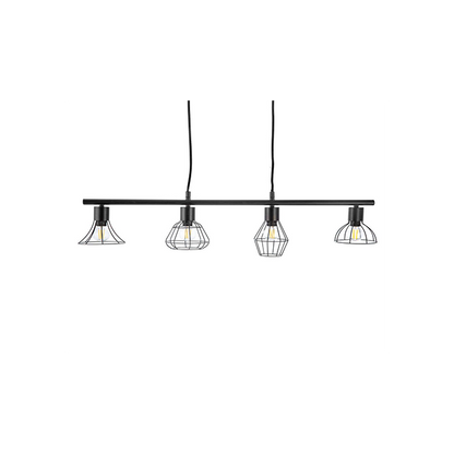 Nino Germany Industrial Pendant Light – 4-Lamp Vintage Metal Chandelier