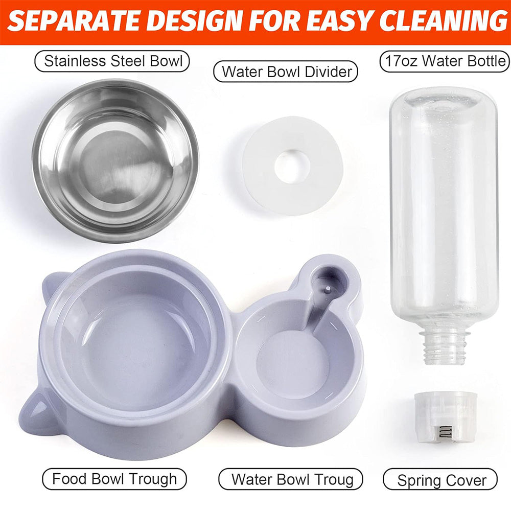 Double Pet Bowls with Automatic Water Dispenser